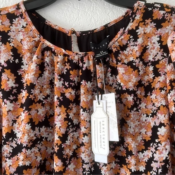 SANCTUARY SHIRRED NECK BABYDOLL DRESS- HARVEST - Picture 6 of 8